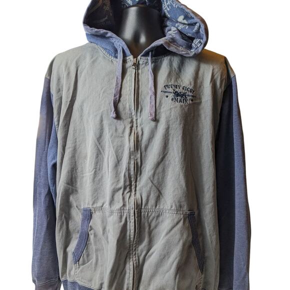 Disney Twenty Eight Main Hoodie Mens XL Zip Up Blue Gray Graphic Lined Jacket - Picture 1 of 16